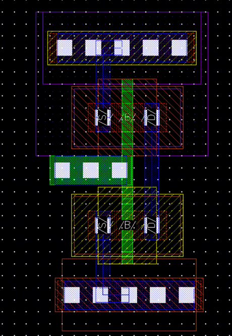 Layout real do inversor no gpdk045