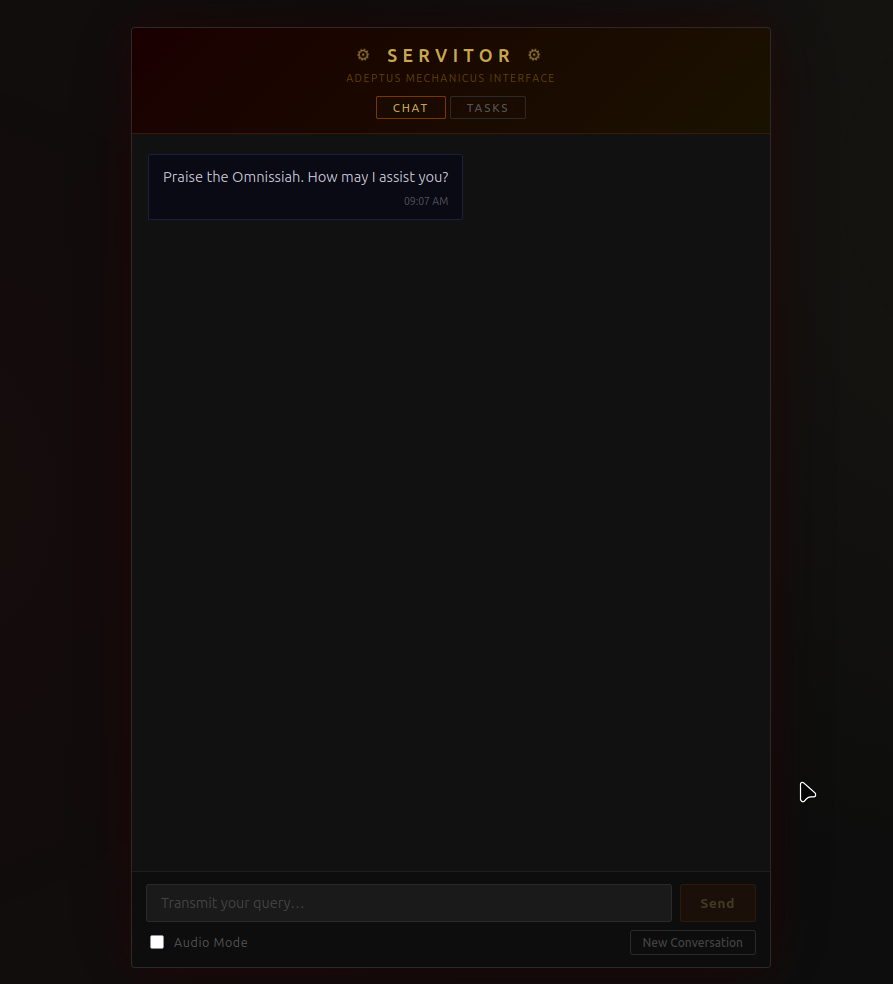 Interface de chat web do Servitor Assistant